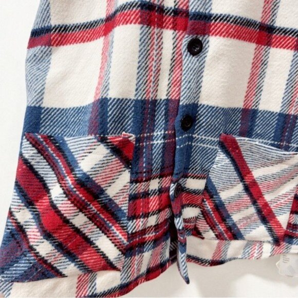 NWT J.ING Jing Vintage Style Red White Blue Plaid Oversized Flannel Shacket - Picture 4 of 8